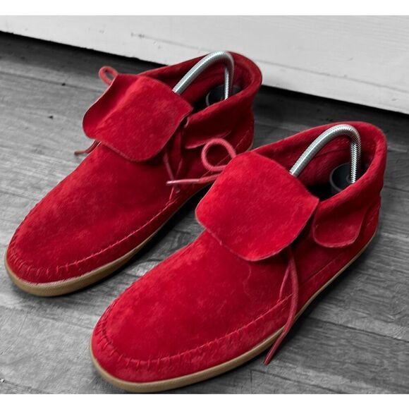 Vans Surf Sliders Mohikan Red Suede Leather Moccasins  Size 6 - Picture 1 of 10